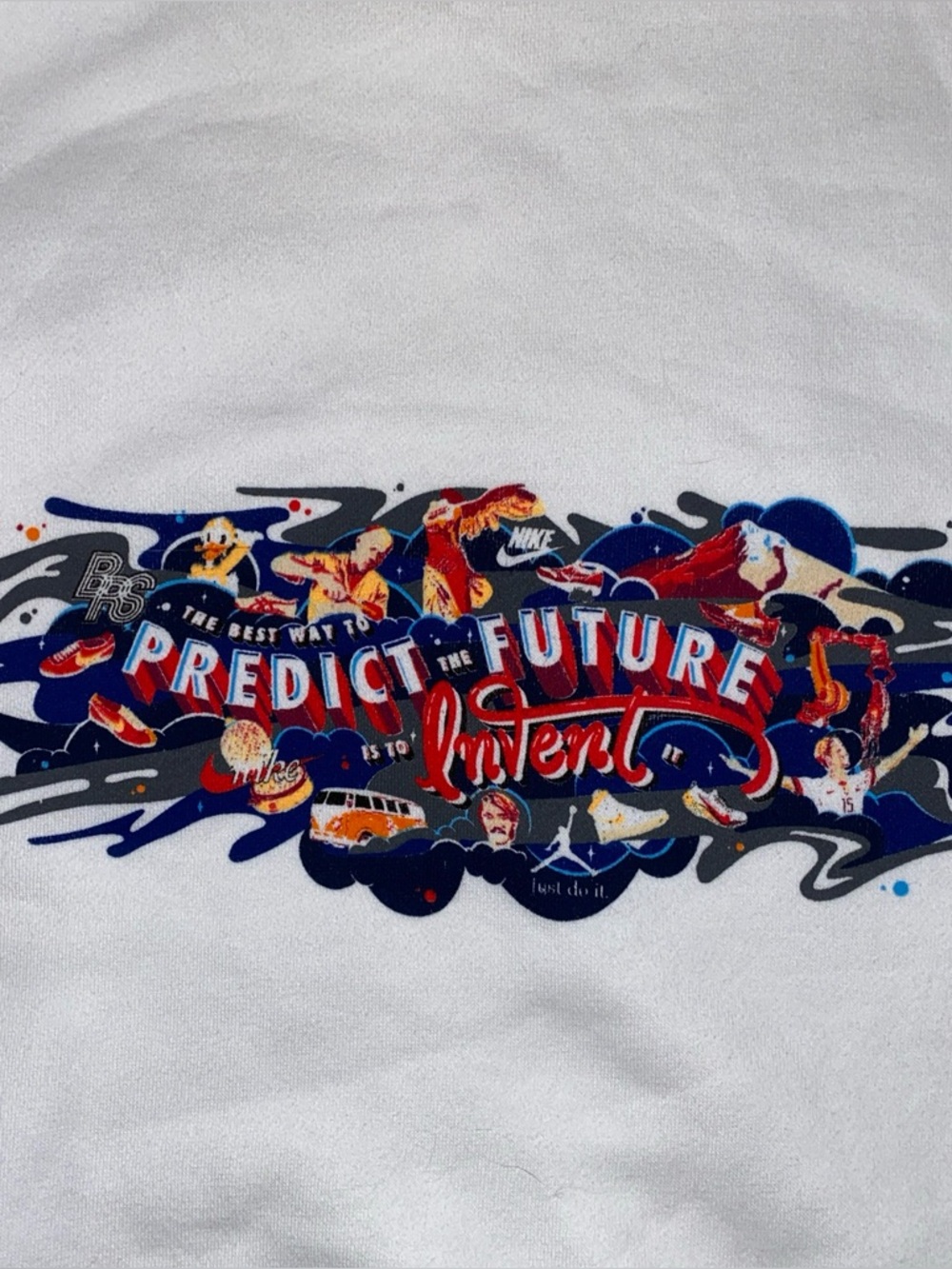 Nike White Sportswear Club Hoodie Graphic Back & Sleeves Space Team NWT Men's S - Picture 3 of 10